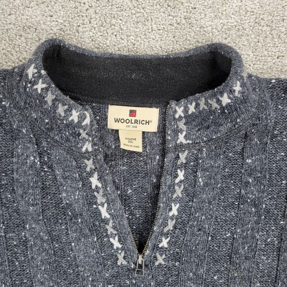 Woolrich Ribbed Onyx Heather Sweater Womens 2XL Gray Wool Blend 1/4 Zip Pullover - Picture 16 of 16